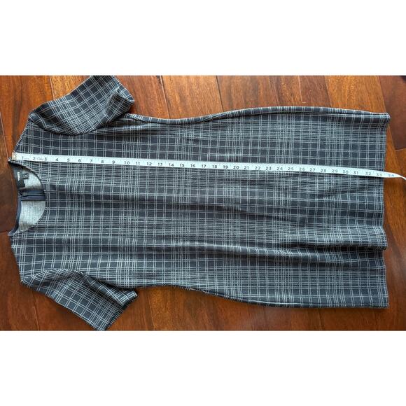 Theory Rijik Configure Black & White Plaid Crewneck Stretch Sheath Dress size 6 - Picture 8 of 12